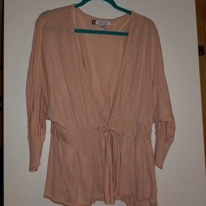 XL Blush Pink Jennifer Lopez Tie Front Cardigan